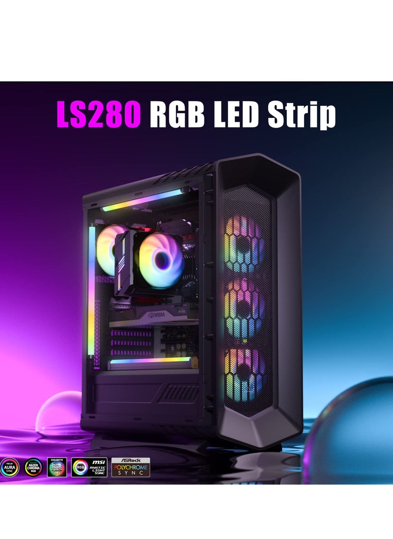 SYOSI - ARGB LED Strip for PC with ARGB LED Header and SATA Adapter Rainbow Magnetic ARGB Strip PC Case Lighting for Aura SYNC - Image 1