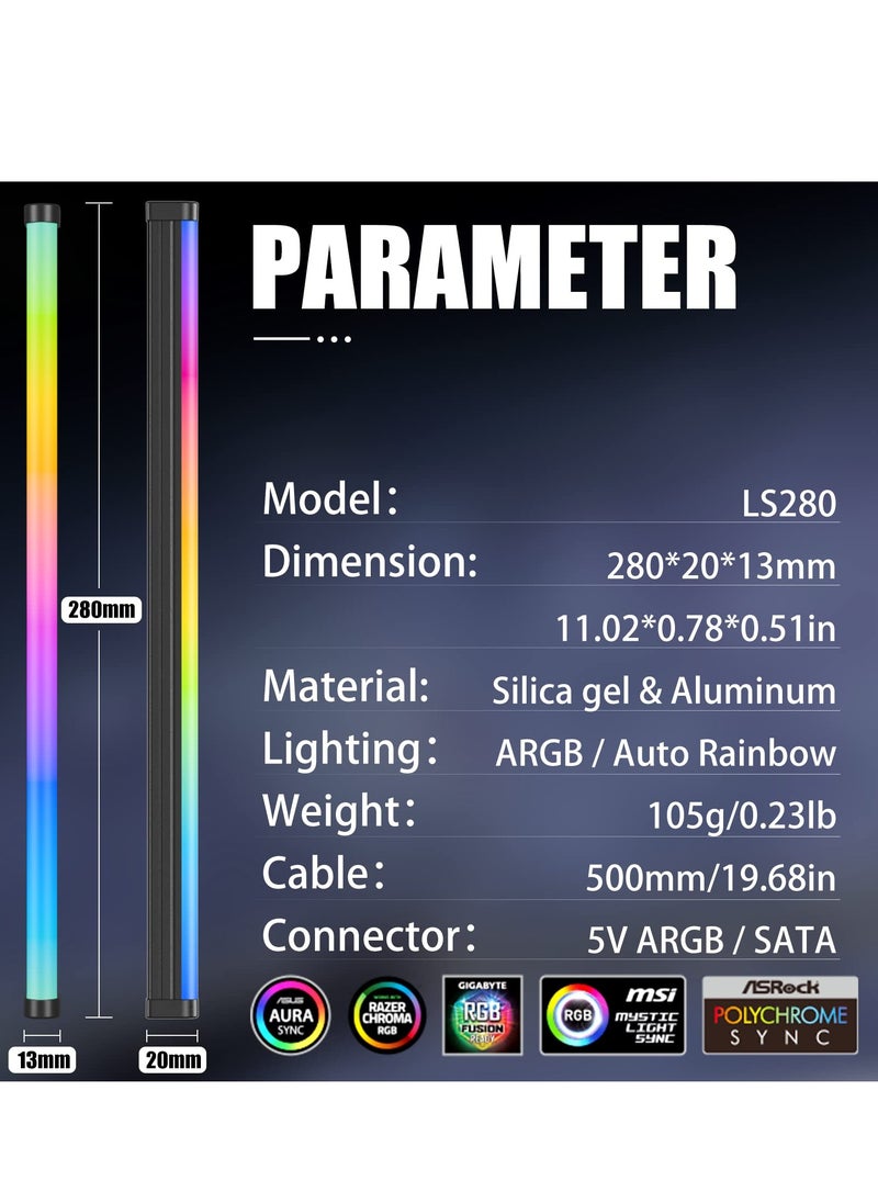 SYOSI - ARGB LED Strip for PC with ARGB LED Header and SATA Adapter Rainbow Magnetic ARGB Strip PC Case Lighting for Aura SYNC - Image 1