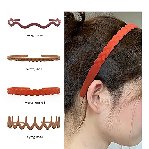 HOMEMATES 8 Pcs Plastic Headbands with Fine Comb Teeth, Mixing Set of Wide Thin Plain Plastic Headbands and Zig Zag Matte Hair Bands Woven Pattern Hair Bands for Women and Girls - Image 3