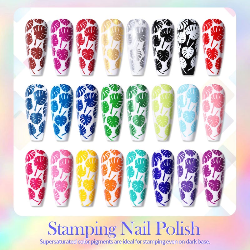 Born Pretty Nail Art Stamping Polish Halloween Nail Polish Set Manicure Print Nails Polish for Stamping Plates 24 Colors Bulk Nail Polish Set Gift Collection - Image 2