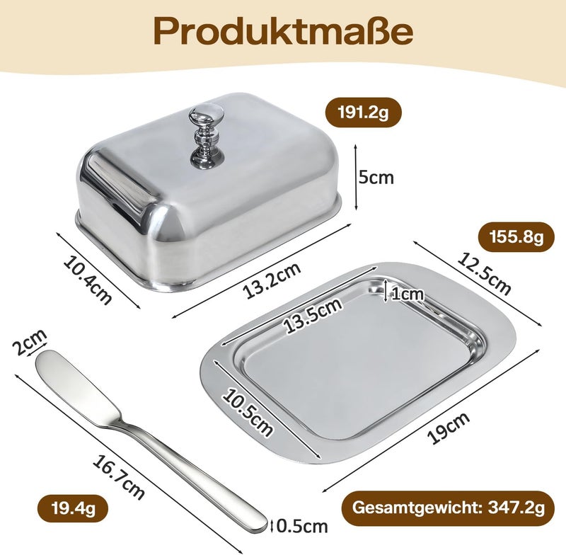 Esoes 304 Stainless Steel Butter Dish (Food Grade) with Lid, Dishwasher Safe, Butter Bell for Kitchen, Breakfast, Fridge, Storage of Butter & Margarine, Butter Container - Image 2