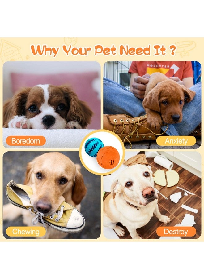 HIPPIH Dog Puzzle Toy 2 Pack, Interactive Dog Toys for Treat Dispensing, Durable Puppy Toys for Teething, Dog Treat Ball for Teeth/Slow Feeder/IQ Training/Playing, Blue-2.75‘’, Orange-3.14‘’ - Image 2