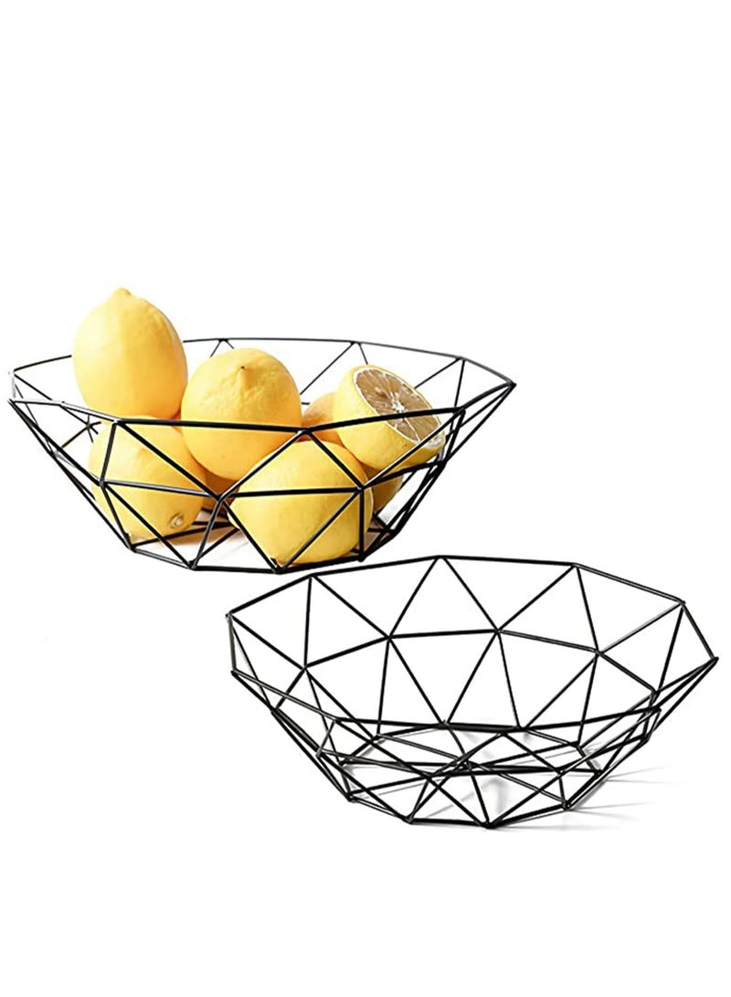 Zikra Metal Wire Fruit Bowl, 2 Pack Storage Baskets for Fruit, Vegetables, Snacks, Potpourris for Iron Fruit Storage Baskets for Kitchen Counter, Home Decor - Image 1