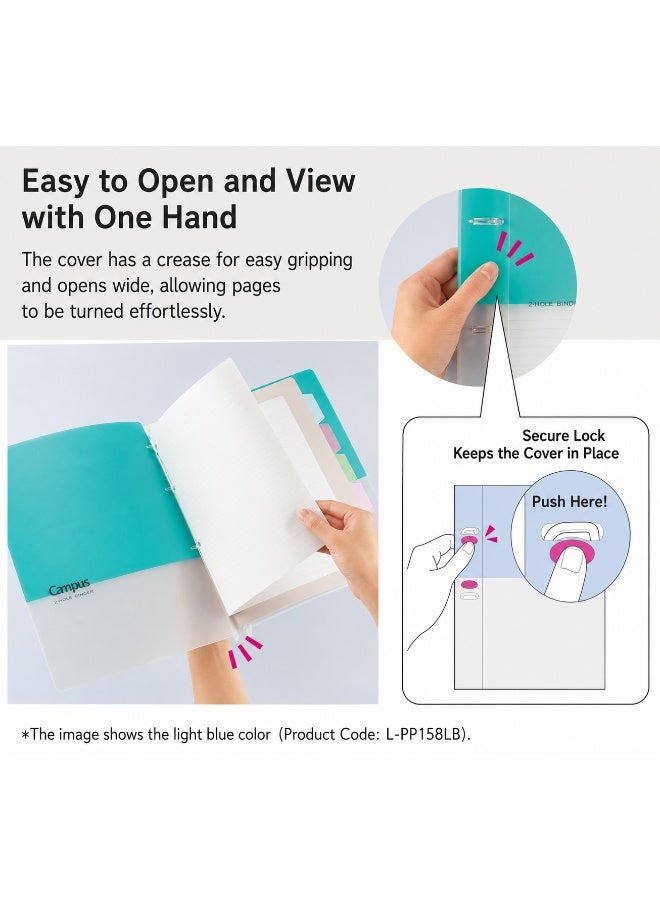 KOKUYO Campus 2-Ring Slim Loose-Leaf Binder L-PP158M / RU-PP158M, A4, 2-hole, capacity up to 100 sheets, Gray, Polypropylene, 1 binder for school handouts - Image 5