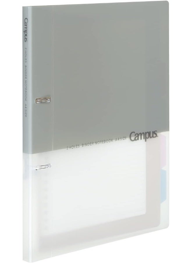 KOKUYO Campus 2-Ring Slim Loose-Leaf Binder L-PP158M / RU-PP158M, A4, 2-hole, capacity up to 100 sheets, Gray, Polypropylene, 1 binder for school handouts - Image 1