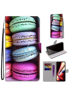 HuHa Case Cover For Realme 5 / 5s / 5i / C3 / C3i / 6i / Narzo10 / 10A / 20A Coloured Drawing Cross Texture Horizontal Flip PU Leather Case with Holder & Card Slots & Wallet & Lanyard Colorful Cakes 
