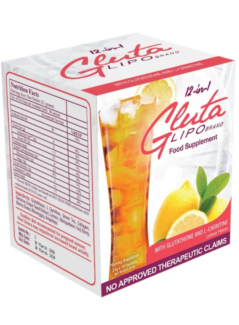 Glutalipo  Gluta Lipo Juice Drink 12 in 1 - 10 Sachets