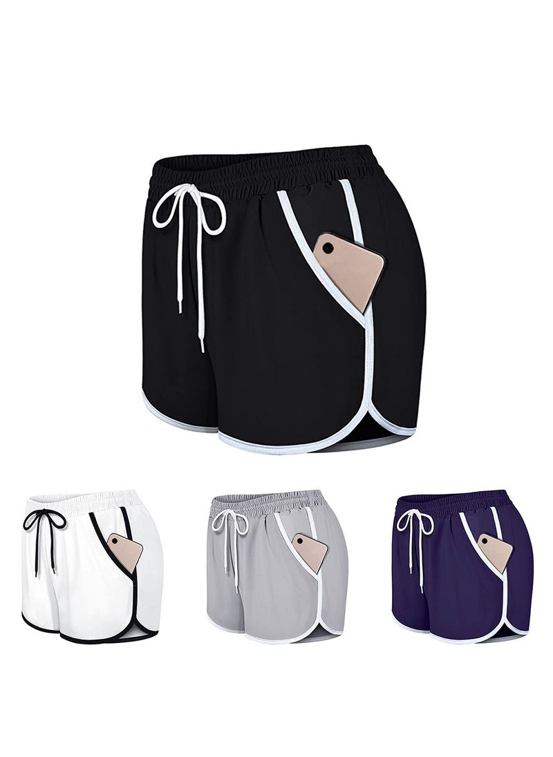 Womens Casual Shorts Pocket For Sports Fitness Running Yoga Tennis Available In Stock Waistband White  - Image 3