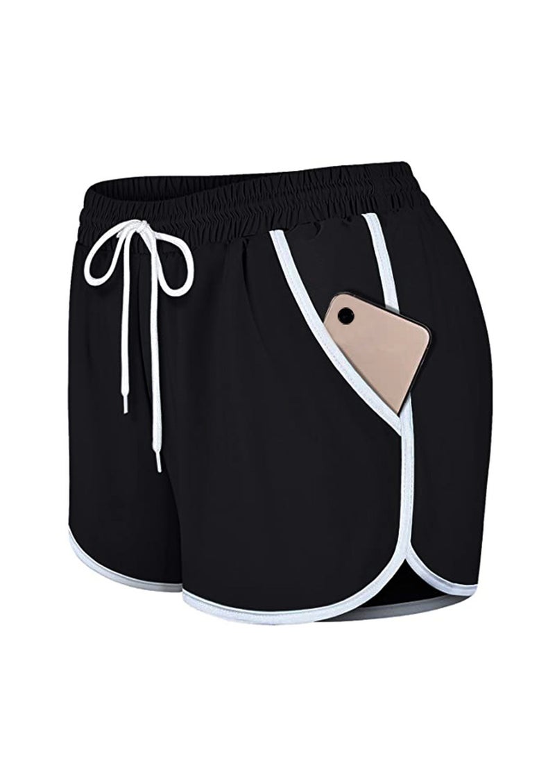Womens Casual Shorts Pocket For Sports Fitness Running Yoga Tennis Available In Stock Waistband White  - Image 2