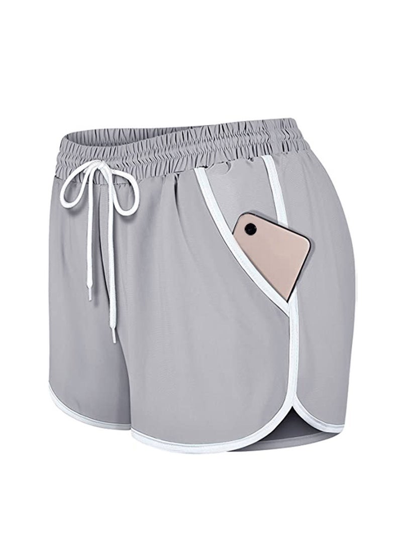 Womens Casual Shorts Pocket For Sports Fitness Running Yoga Tennis Available In Stock Waistband White  - Image 5