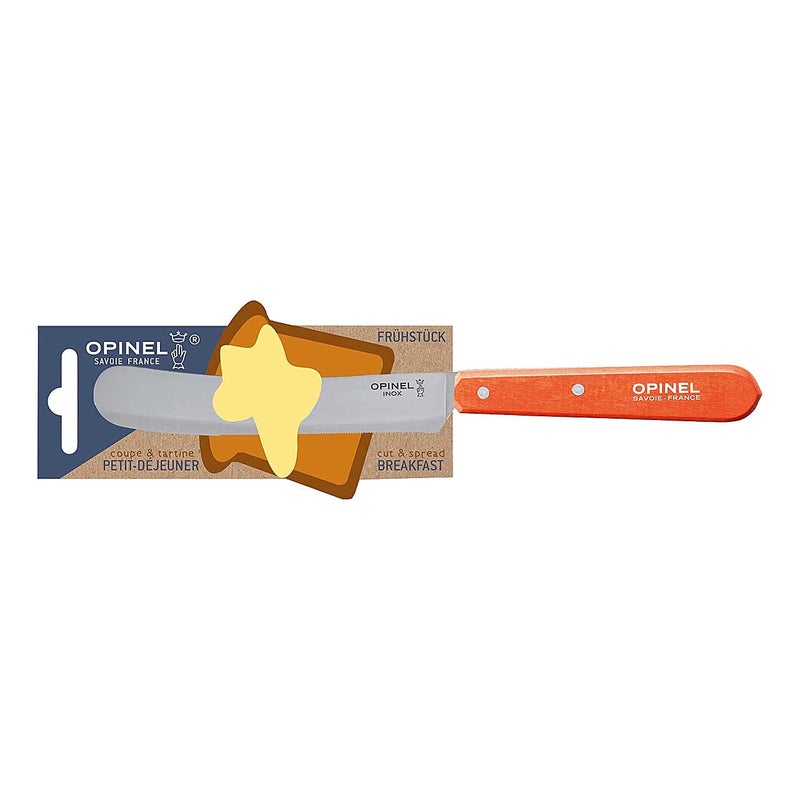 Opinel Breakfast Knife, Beech, Orange, Stainless Steel - Image 3