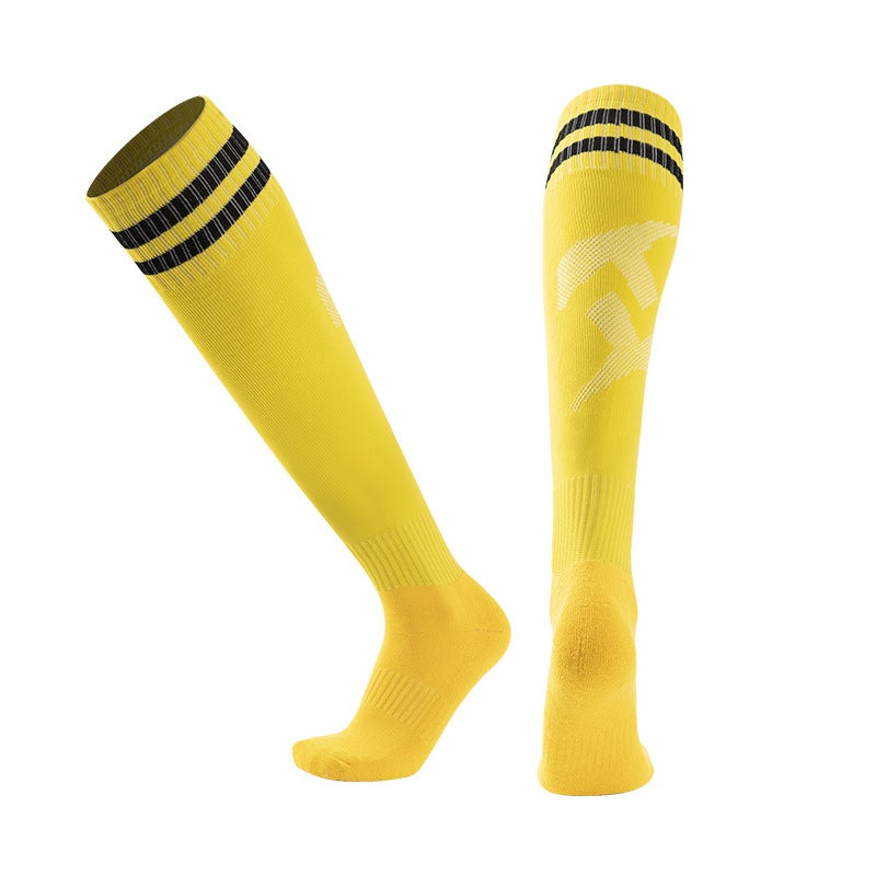 Generic Cross-border football socks long tube thickened towel bottom sports socks adult dispensing non-slip wear-resistant breathable outdoor sports socks C001 yellow