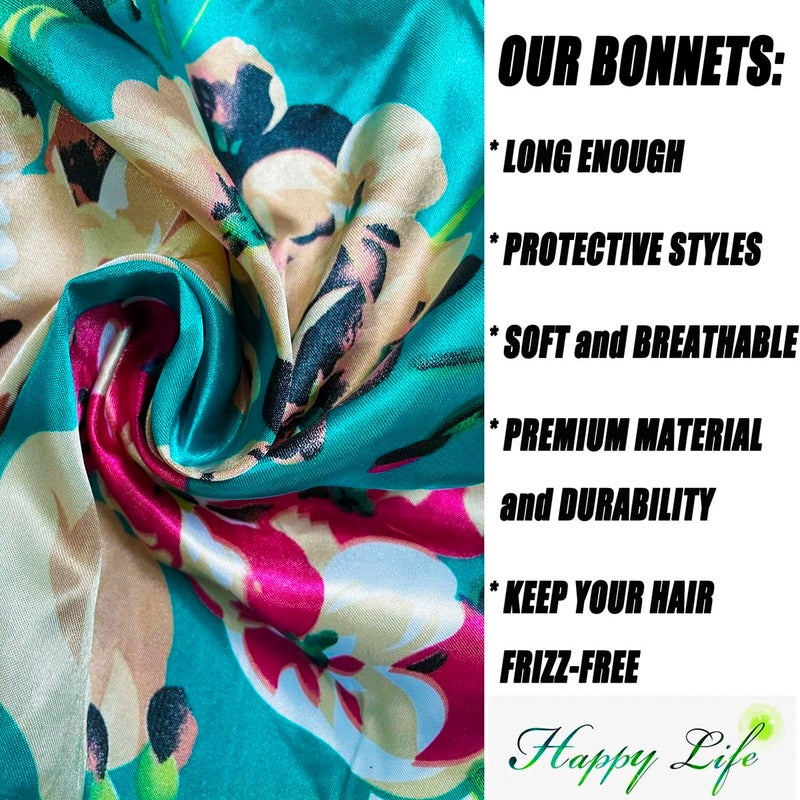 Wbfwbb 2 Pcs Silk Bonnet for Women Satin, Soft Elastic Band Silky Sleeping Cap Big Bonnets for Braids - Image 5