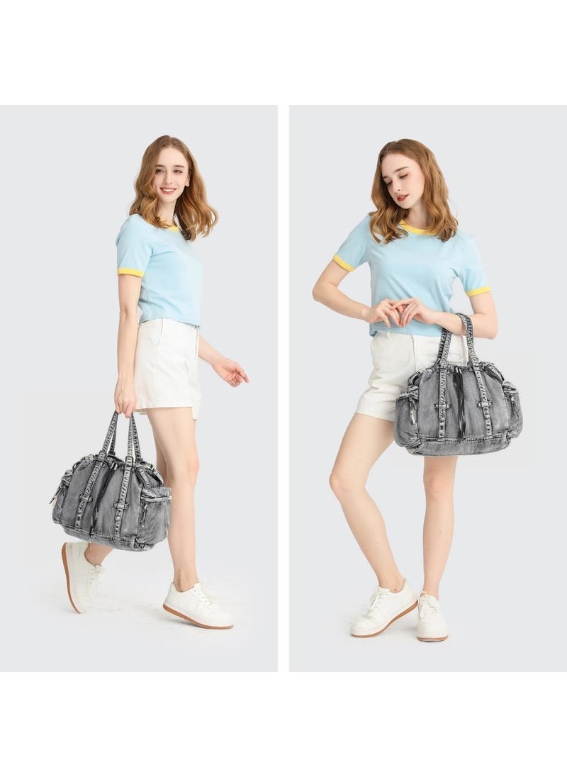 Barcelona - Denim Jeans Fabric Shoulder Women's Bag 3216 - Image 1