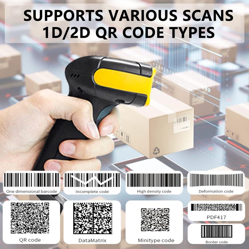 LENVII F510 Wired 2D Barcode Scanner Handheld QR Code Scanner USB Barcode Reader 1D Bar Code Scanner for Shop,Supermarket, Logistics, Library (Yellow) - Image 4