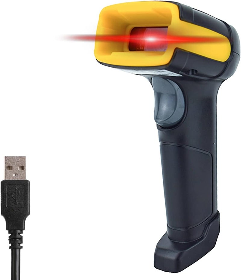 LENVII F510 Wired 2D Barcode Scanner Handheld QR Code Scanner USB Barcode Reader 1D Bar Code Scanner for Shop,Supermarket, Logistics, Library (Yellow) - Image 1