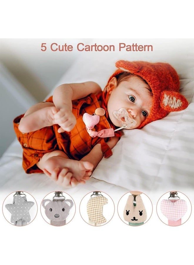 IBAMA IBAMA 5 Pack Pacifier Clip Toy with Handkerchief Towel Anti-lost clip teeth Anti-drop Chain Teether Holder and Leash for Baby Boys and Girls Cute Shape Unisex Baby Shower Birthday Christmas Gift - Image 2