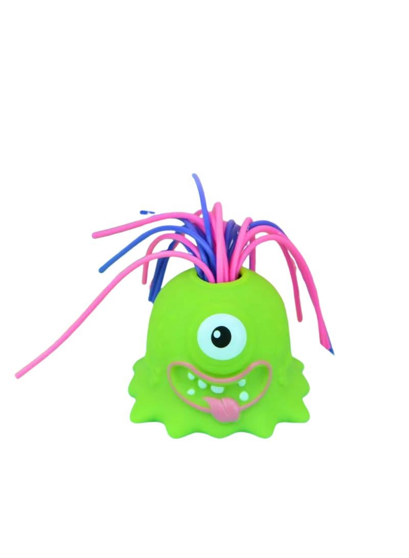 Hair Pulling Little Monster Can Be Tied Braids Decompression Vent Toys Educational Creative Vent Novelty Monster Big Eyes Boy Special Stress Reliever Toys Green