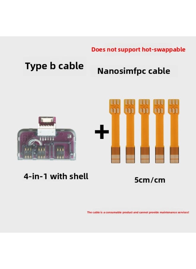 Generic - External Nano SIM Card Reader Writer USB 2.0 Horizontal Vertical Extended Mini SIM Card Activation Tool For Android Phones-Color:Shell Four-in-one Cable B Package Short - Image 1