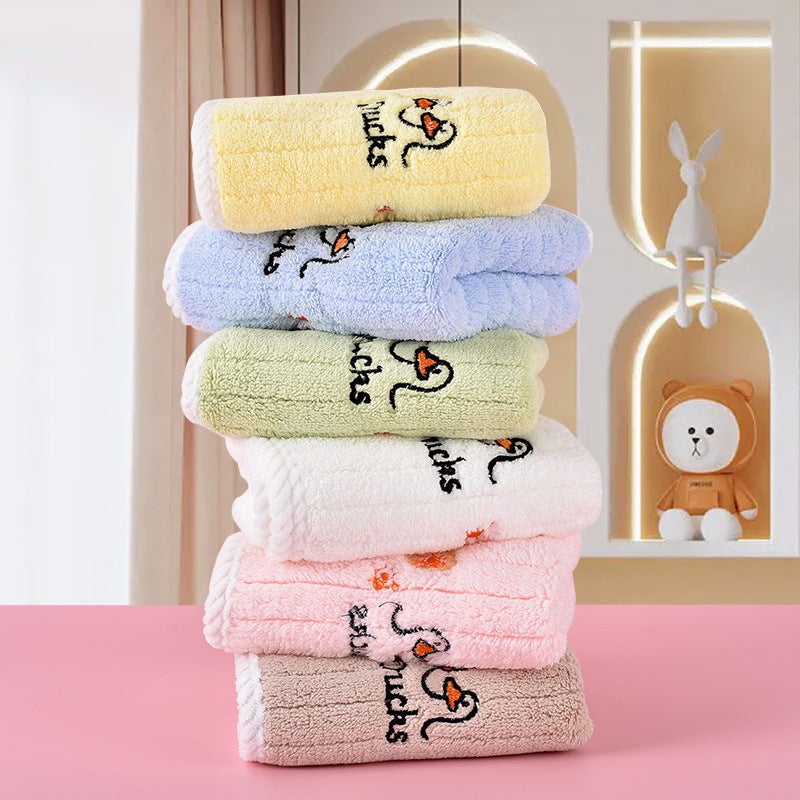 Children''s small towel cute cartoon than pure cotton absorbent thickened hook face wash soft kindergarten baby saliva towel - Image 3