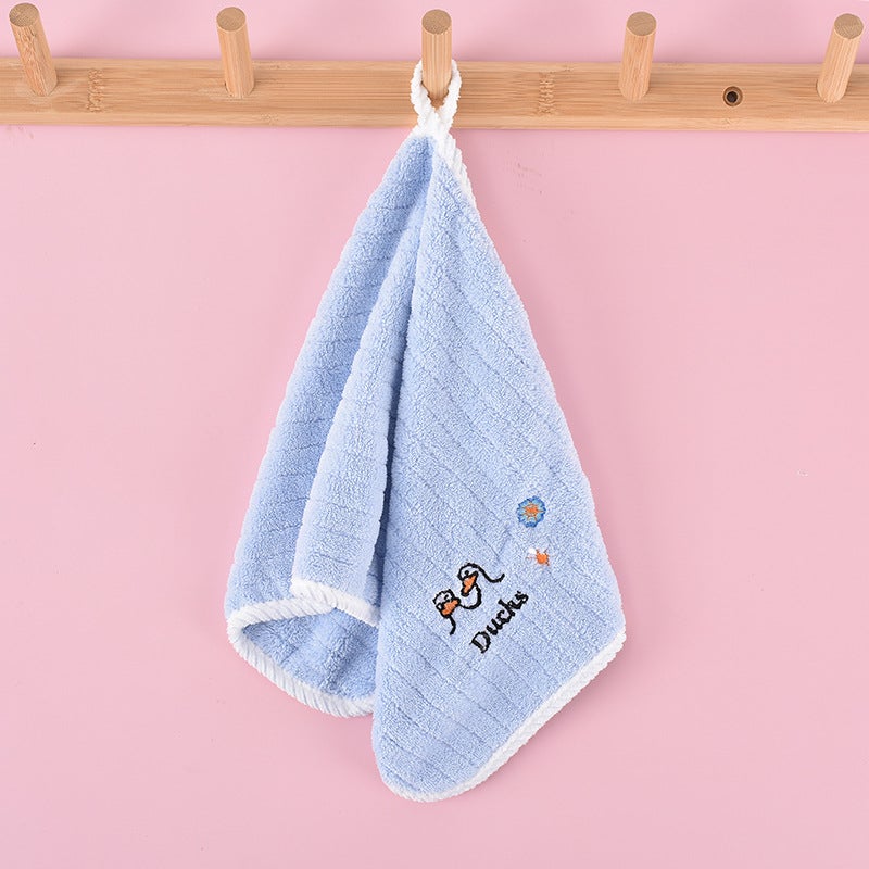 Children''s small towel cute cartoon than pure cotton absorbent thickened hook face wash soft kindergarten baby saliva towel - Image 5