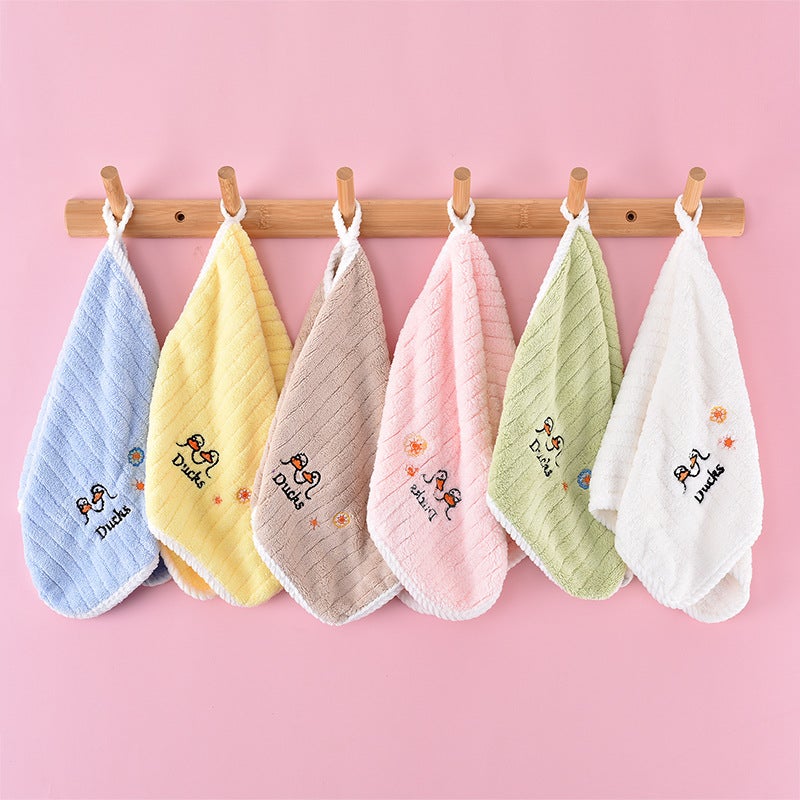 Children''s small towel cute cartoon than pure cotton absorbent thickened hook face wash soft kindergarten baby saliva towel - Image 1