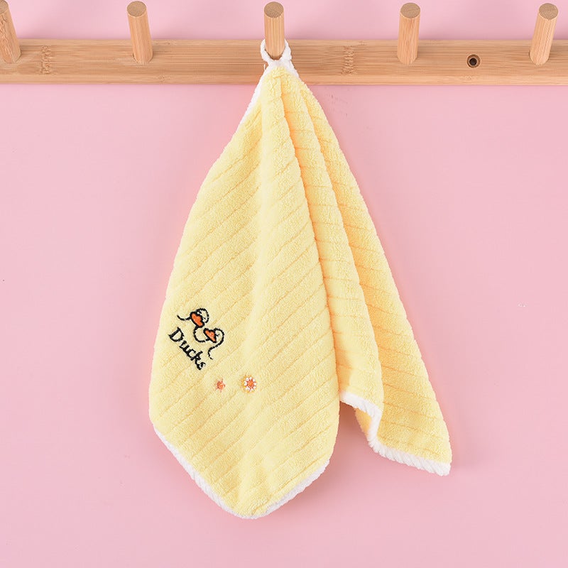 Children''s small towel cute cartoon than pure cotton absorbent thickened hook face wash soft kindergarten baby saliva towel - Image 4