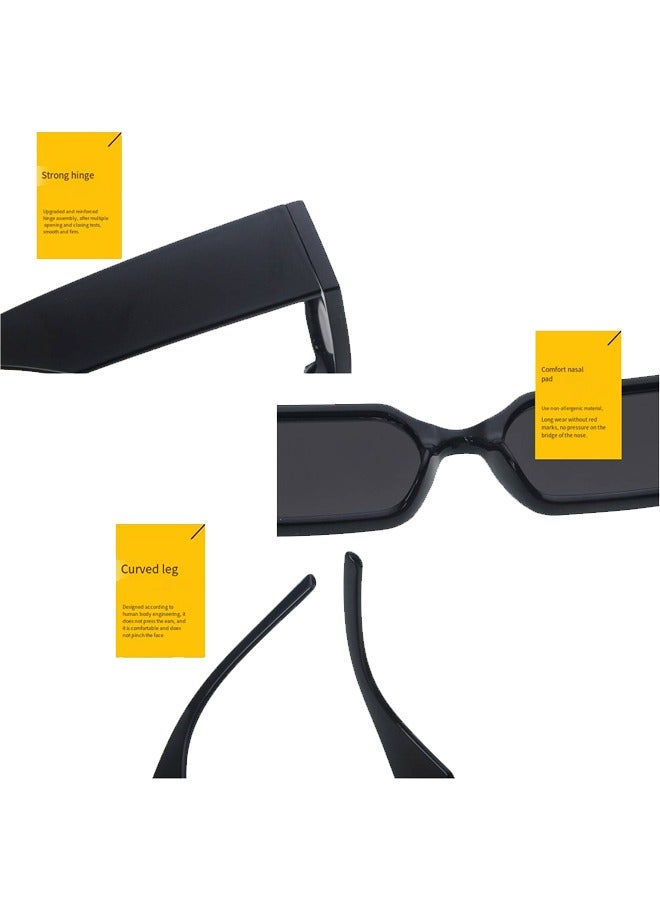 Small Square Sunglasses Protection Glasse, Retro Rectangle Sunglasses Women and Men Vintage, Vintage Driving Glasses 90s Fashion Narrow Square Frame UV400 Protection - Image 2