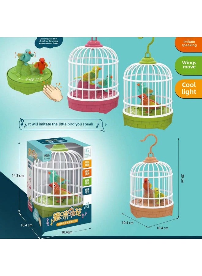 Interesting Bird Cage Voice Control Induction Simulation Bird Cage Lighting Toy Parrot Will Call Boys And Girls Gifts-Color:RS5868 Interesting Bird Cage (6 A Display Box)  - Image 3