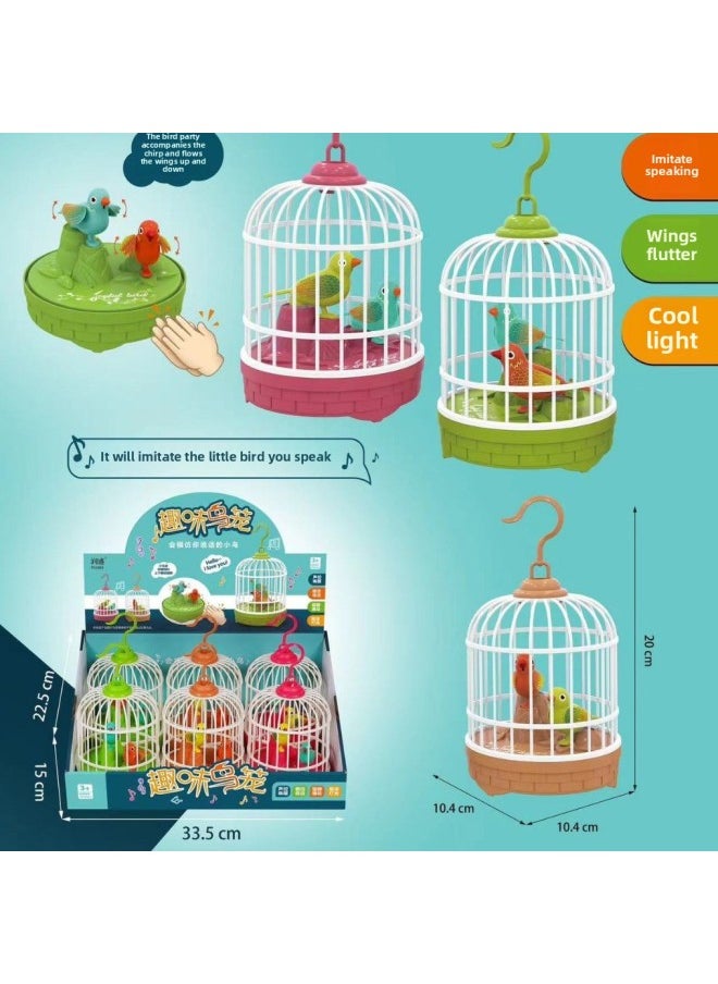 Interesting Bird Cage Voice Control Induction Simulation Bird Cage Lighting Toy Parrot Will Call Boys And Girls Gifts-Color:RS5868 Interesting Bird Cage (6 A Display Box)  - Image 2