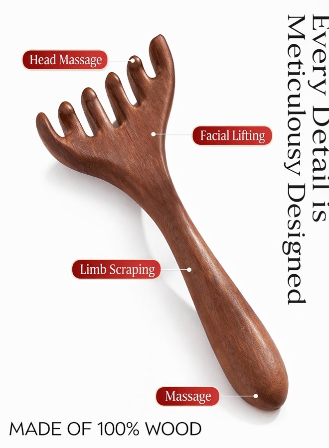 مشط فروة الرأس الخشبي عبوتين، مشط رأس يدوي بأسلوب المخلب، أداة شعر خشبية محمولة للمنزل والسفر - Image 3