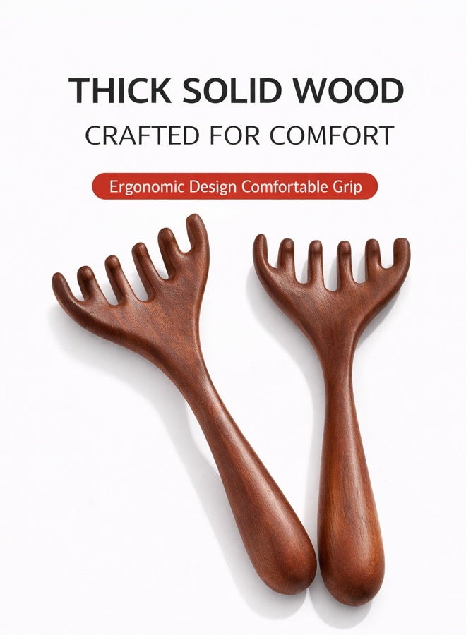 مشط فروة الرأس الخشبي عبوتين، مشط رأس يدوي بأسلوب المخلب، أداة شعر خشبية محمولة للمنزل والسفر - Image 5