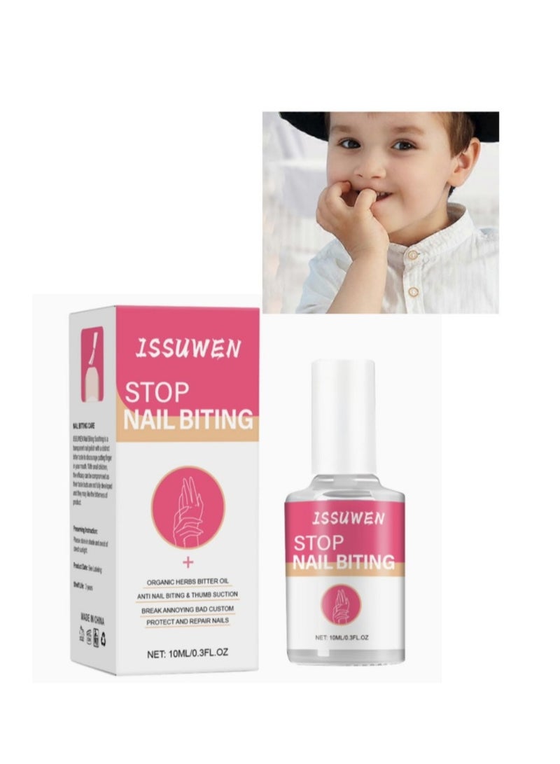 ISSUWEN Nail Bitter Water -100% Natural and Kids Safe Bitter Taste, Nail Biting No Bite Nail Polish for Stop Thumb Sucking, ​Day Night Care 10ml - Image 1