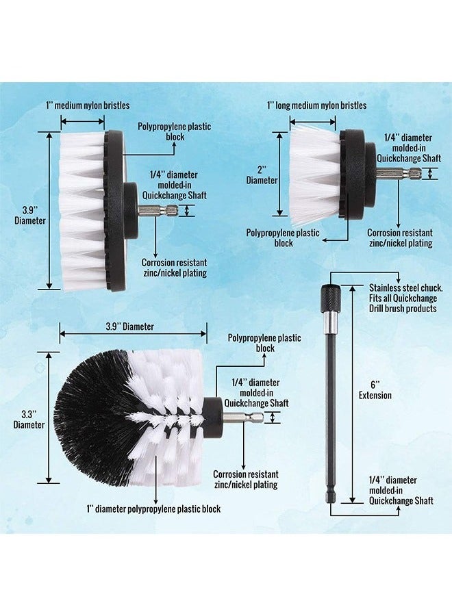 Soft White Drill Brush Set with Extension – Power Scrubber for Car Interior, Carpet, Bathroom Tile & Grout Cleaning - Image 2