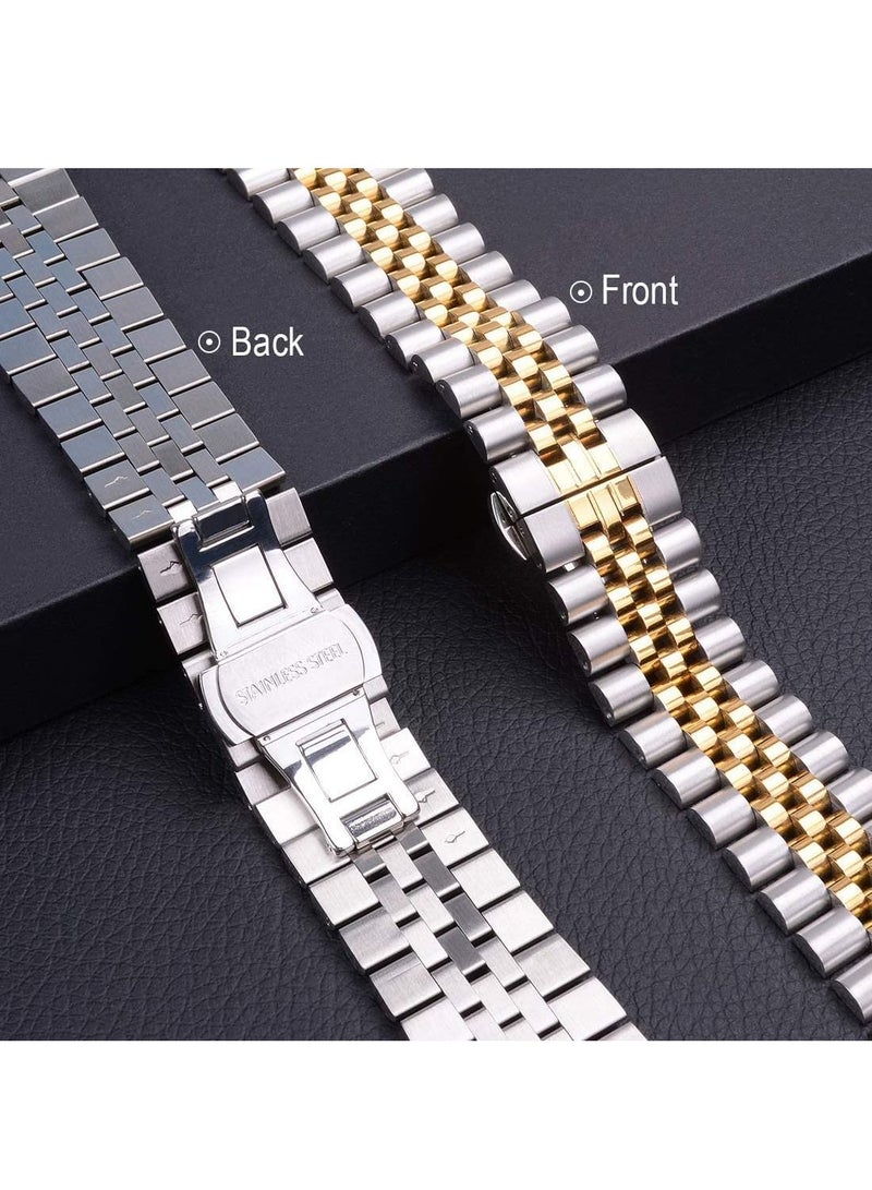 GENNEXT Stainless Steel Heavy Band with Butterfly Folding Clasp Link Bracelet for iWatch Series8/7/6/SE Series 5/4/3/ size42/44/45/49mm - Image 3