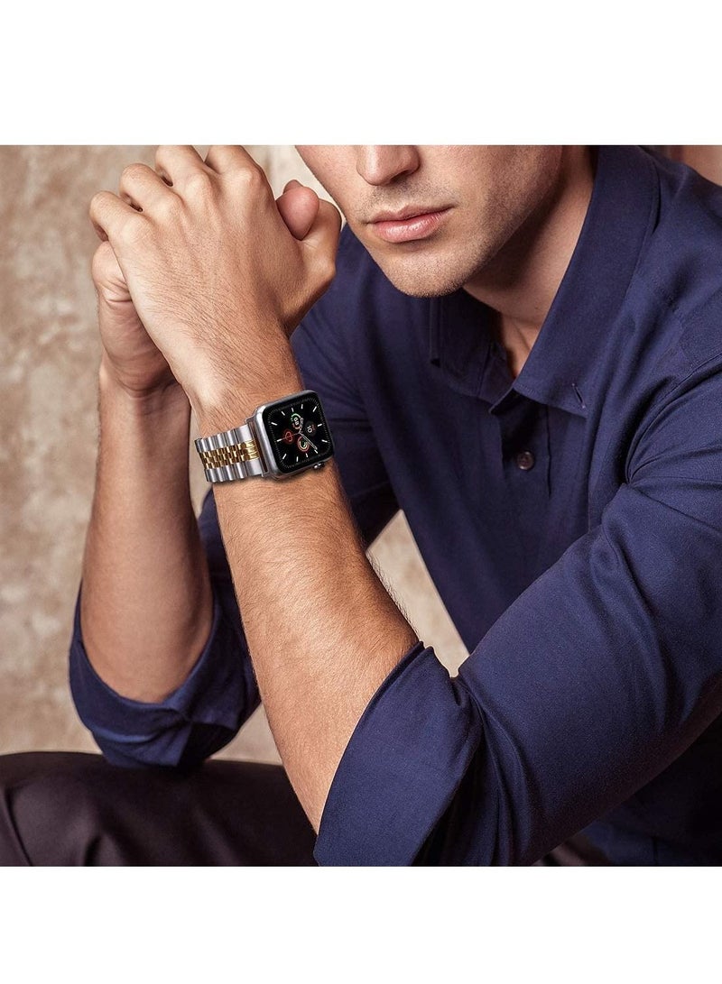 GENNEXT Stainless Steel Heavy Band with Butterfly Folding Clasp Link Bracelet for iWatch Series8/7/6/SE Series 5/4/3/ size42/44/45/49mm - Image 4