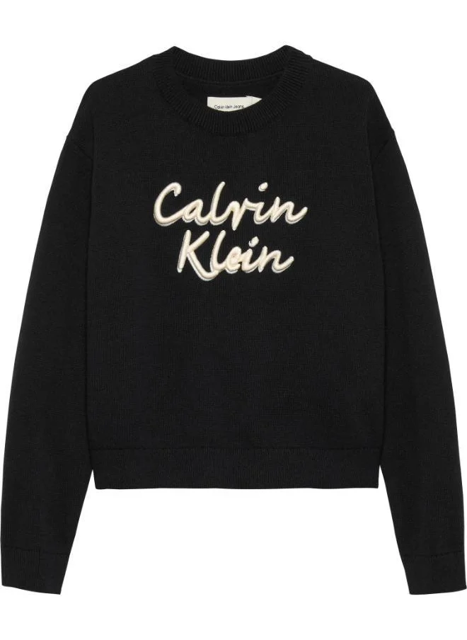 كالفن كلاين جينز Kids Logo Metallic Intersia Sweatshirts