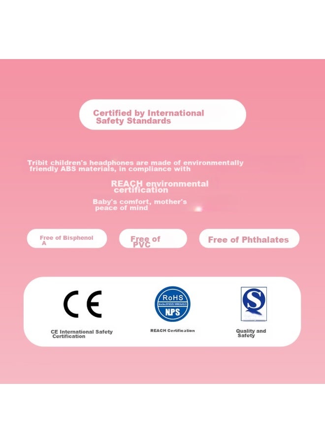 Tribit Cute Cat Ear Wireless Bluetooth Children's Headphones, Adorable Over-ear Design, Pink Light-up, Low Decibel, For Online Cl, English Education, Birthday, Children's Day Gift - Image 4