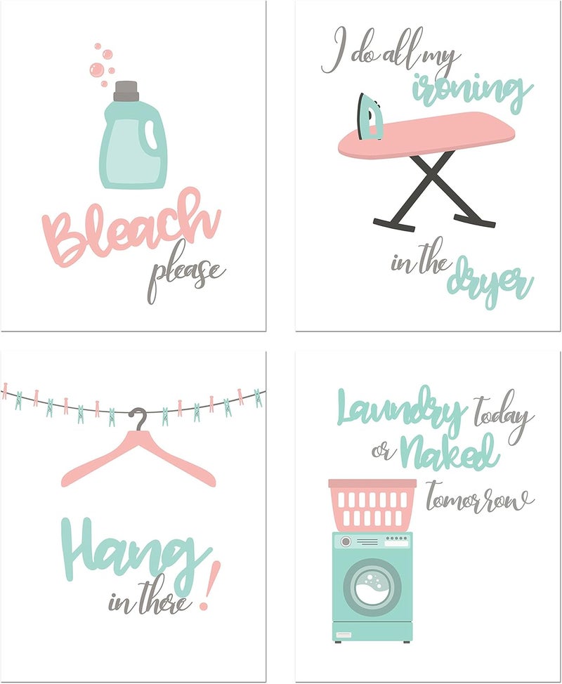 BigWig Prints Laundry Room - Set of 4 (8 inches x 10 inches) Funny Wall Decor Photos - Image 1