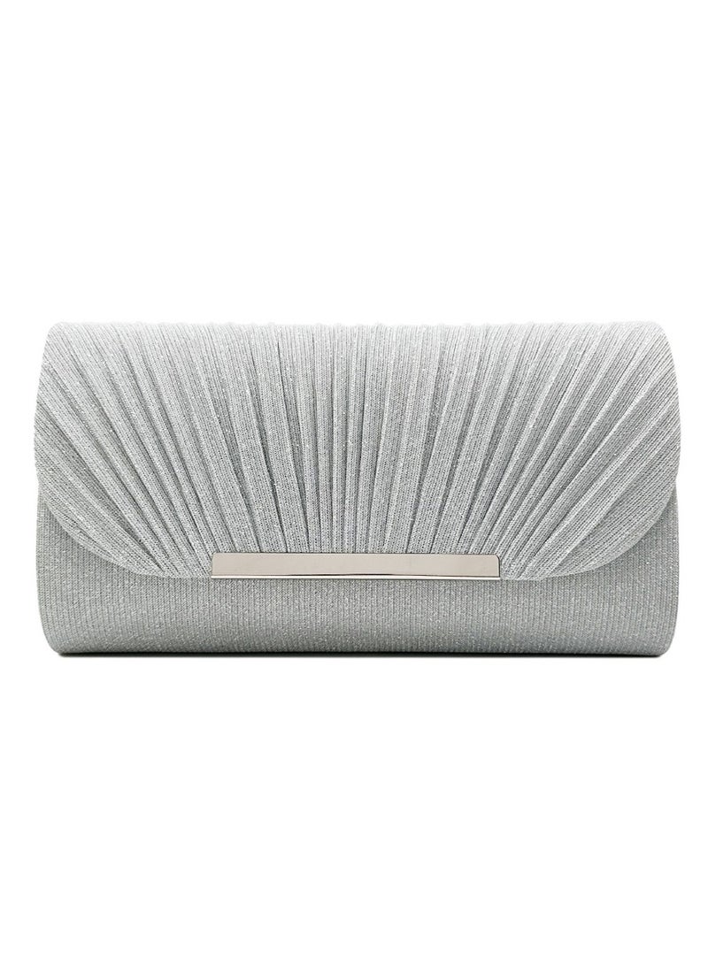 Silver detachable chain sparkling evening clutch with luxurious envelope clutch with wedding formal cocktail party - Image 1