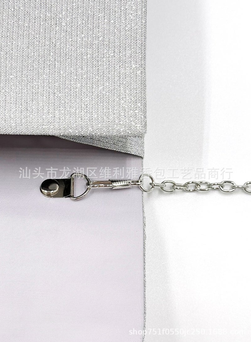 Silver detachable chain sparkling evening clutch with luxurious envelope clutch with wedding formal cocktail party - Image 4