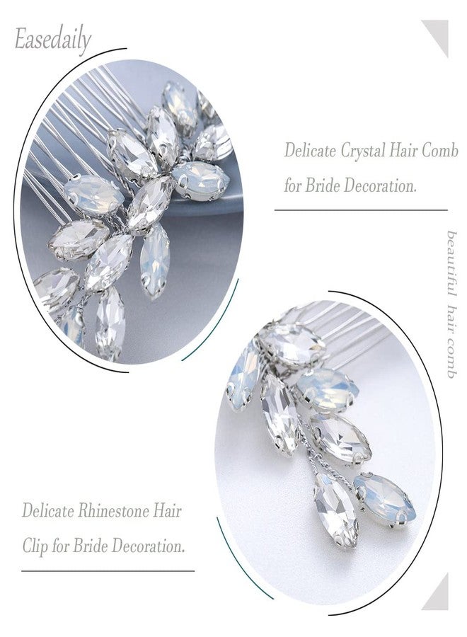 إيز ديلي مشط شعر زفاف كريستالي من إيزدايلي، مشبك شعر فضي مرصع بأحجار الراين، قطعة شعر براقة لحفلات التخرج، إكسسوارات شعر للنساء والفتيات - Image 4