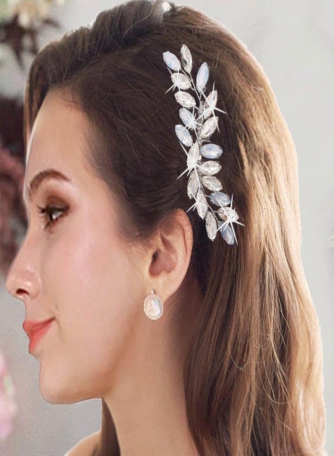 إيز ديلي مشط شعر زفاف كريستالي من إيزدايلي، مشبك شعر فضي مرصع بأحجار الراين، قطعة شعر براقة لحفلات التخرج، إكسسوارات شعر للنساء والفتيات - Image 2