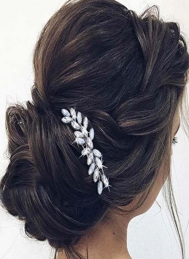 إيز ديلي مشط شعر زفاف كريستالي من إيزدايلي، مشبك شعر فضي مرصع بأحجار الراين، قطعة شعر براقة لحفلات التخرج، إكسسوارات شعر للنساء والفتيات - Image 5