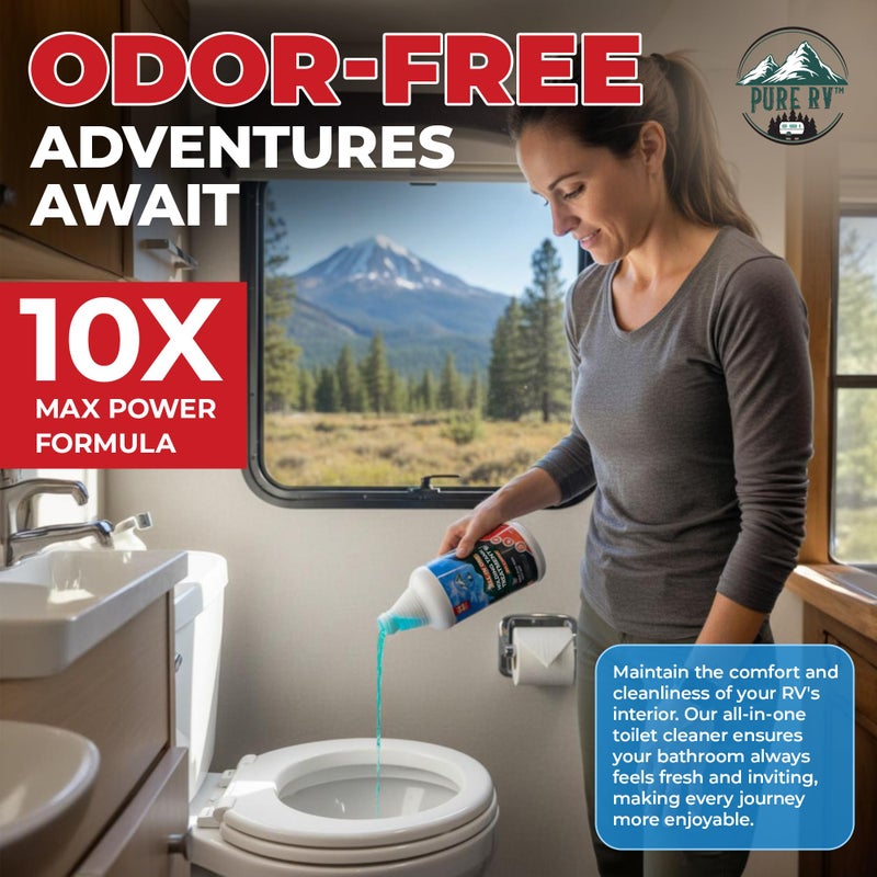 Pure RV Holding Tank Treatment with 10X Max Power, Waste Digester and Odor Removal for RV Black Tank Cleaner, Septic & Sensor Safe, California Compliant & Advanced Bio-Enzyme Formula, (32oz) - Image 4