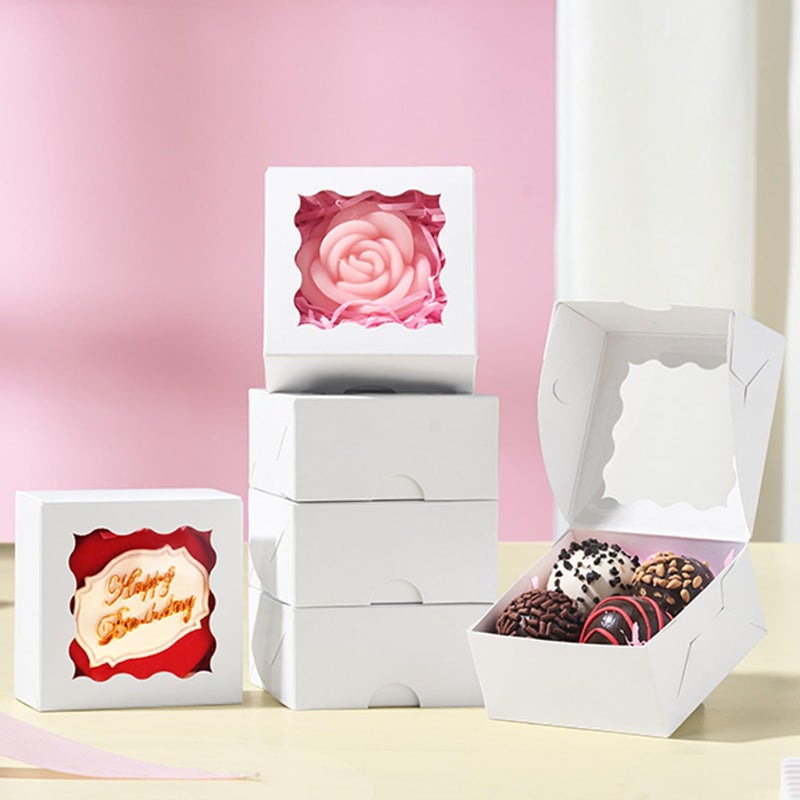 JCXGRVC 50 Count 3"x3"x1.5" White Paper Gift Boxes with Clear Window for Soap, Cookies & Chocolates Truffles & Showcase Your Homemade Treats - Image 5