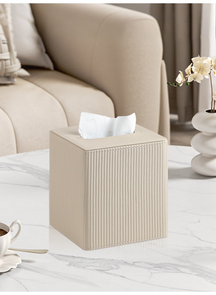 MEIBOOCH PU Leather Tissue Box Cover, Modern Decorative Tissue Box Napkin Holder, Dispenser for Facial Tissues, Napkins & Hand Towels, Square Storage Organizer for Bathroom, Countertop, Kitchen, Bedroom Vanity & Office - Image 4