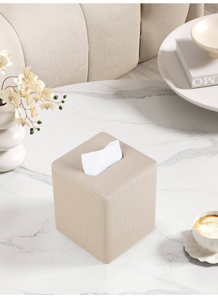 MEIBOOCH PU Leather Tissue Box Cover, Modern Decorative Tissue Box Napkin Holder, Dispenser for Facial Tissues, Napkins & Hand Towels, Square Storage Organizer for Bathroom, Countertop, Kitchen, Bedroom Vanity & Office - Image 3