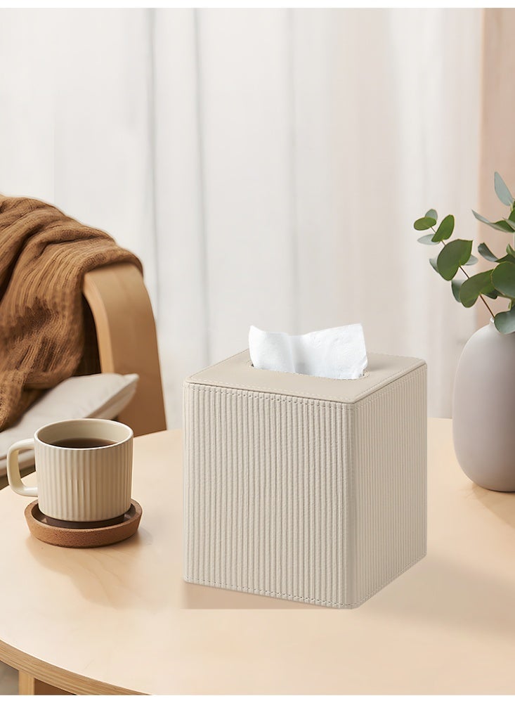 MEIBOOCH PU Leather Tissue Box Cover, Modern Decorative Tissue Box Napkin Holder, Dispenser for Facial Tissues, Napkins & Hand Towels, Square Storage Organizer for Bathroom, Countertop, Kitchen, Bedroom Vanity & Office - Image 5