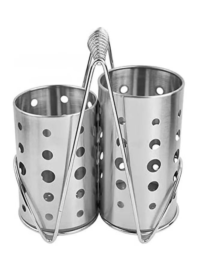 Double Spoon Drainer with Holder - Rust Resistant(Assorted shapes may vary) - Image 1